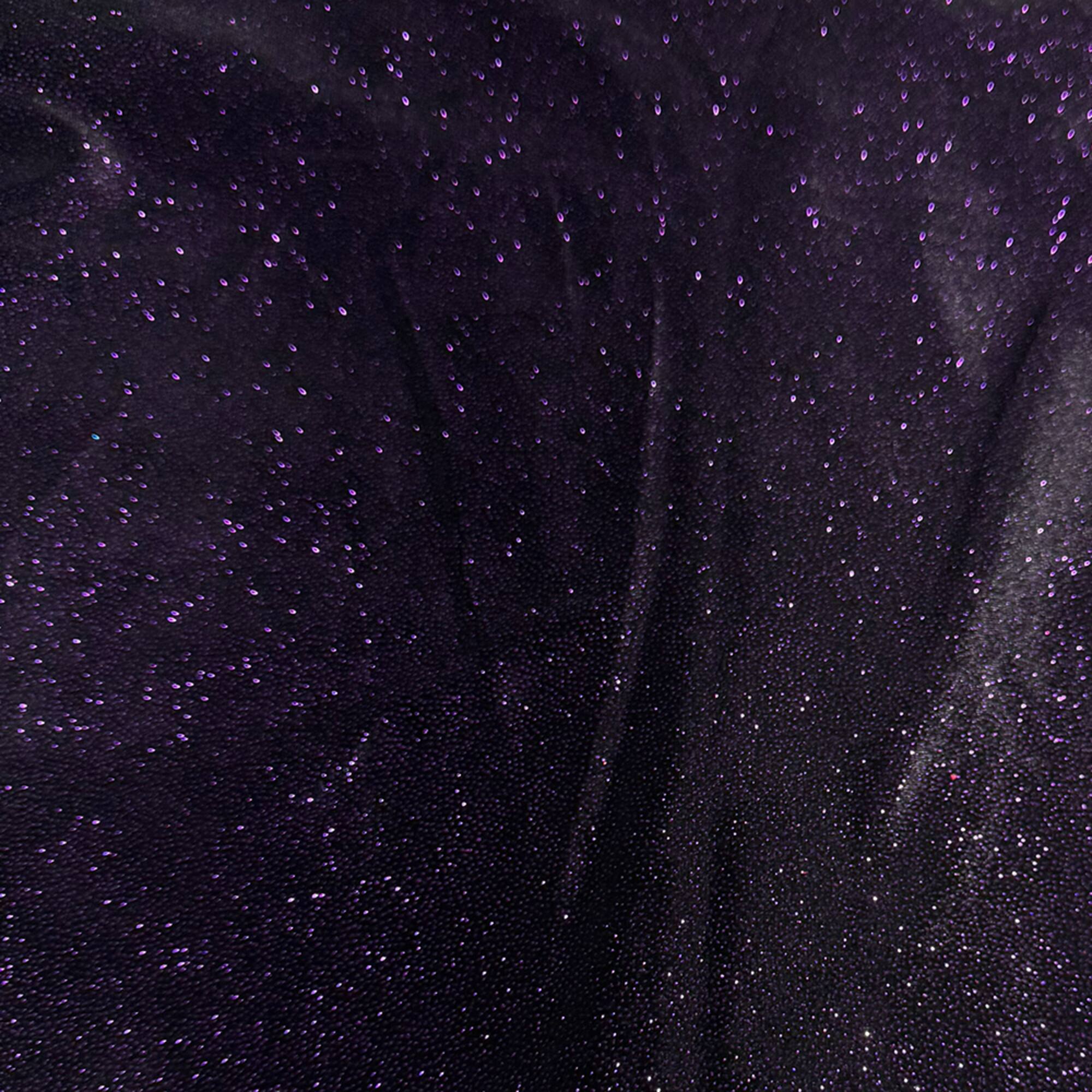 Feldman Black with Purple Sparkle Stretch Velvet Fabric